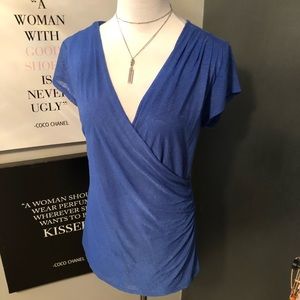 Textured deep V wrap shirt